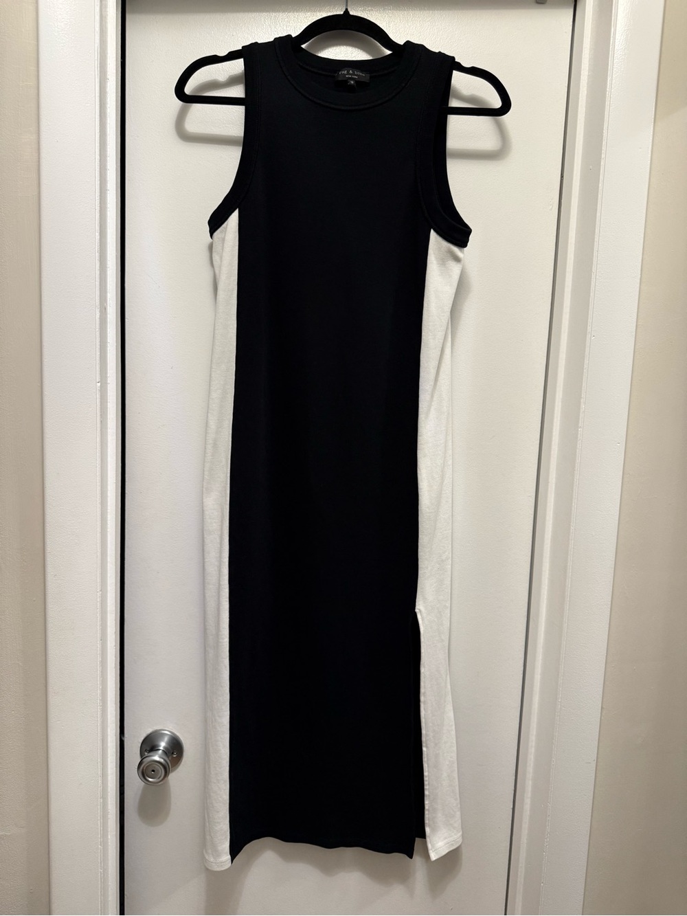 rag & bone Black and White Sleeveless Colorblock Midi Dress